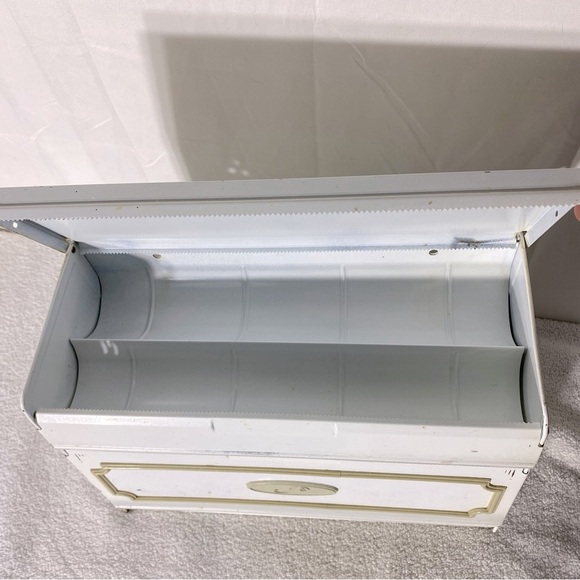 Vintage Ekco Unlimited White Metal Saran Wrap Tin Foil Paper Towel Dispenser - Picture 5 of 16